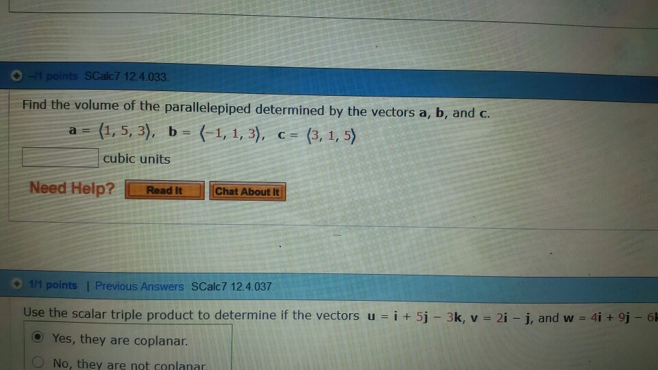 Solved Find The Volume Of The Parallelepiped Determined By | Chegg.com