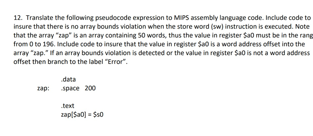 Solved 12. Translate the following pseudocode expression to | Chegg.com