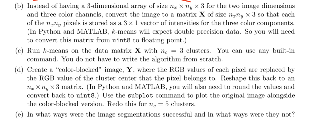6. Color image segmentation using k-means. (Note: | Chegg.com