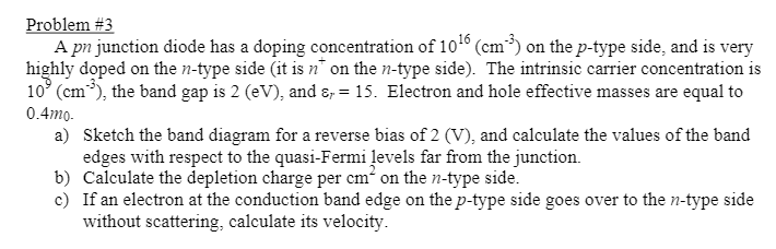 Solved A pn junction diode has a doping concentration of | Chegg.com