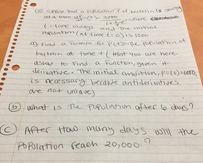 Solved Suppose that a population P of bacteria is growing at | Chegg.com