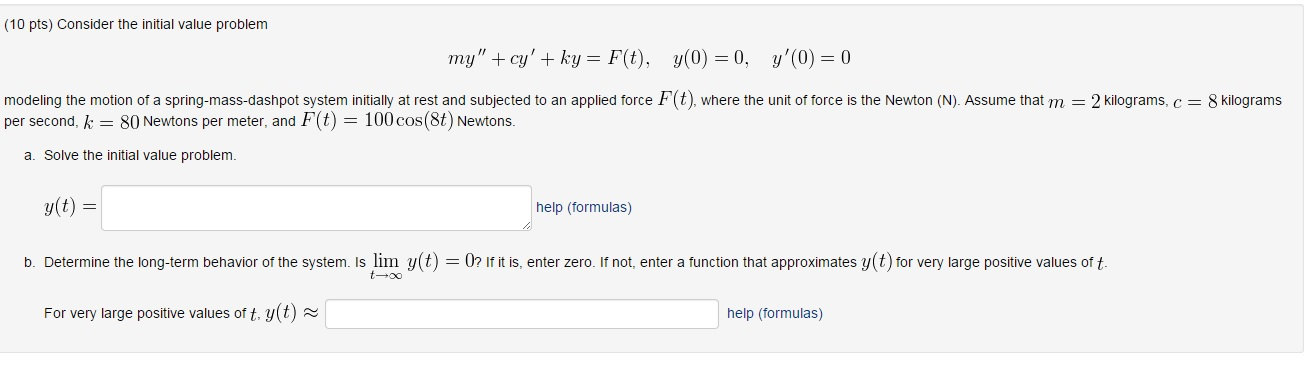 Solved Consider the initial value problem modeling the | Chegg.com