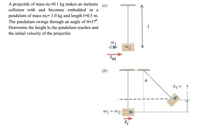 Solved A projectile of mass m1 = 0.1 kg makes an inelastic | Chegg.com