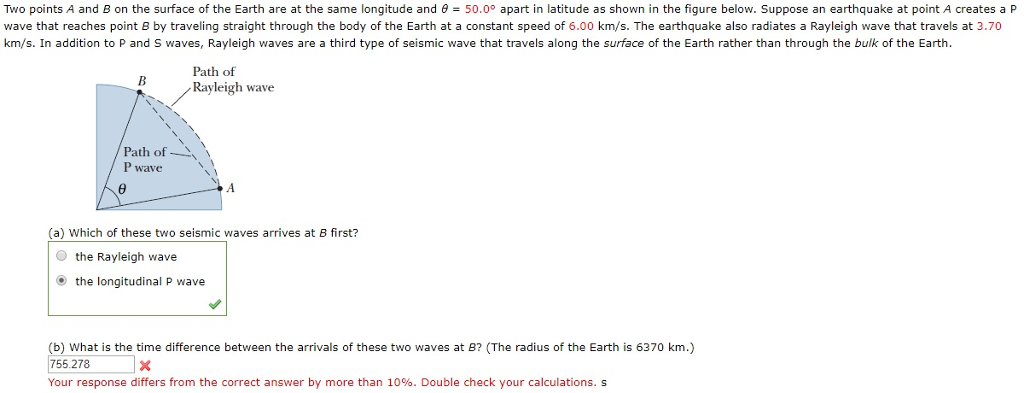 Solved Two points A and B on the surface of the Earth are at | Chegg.com