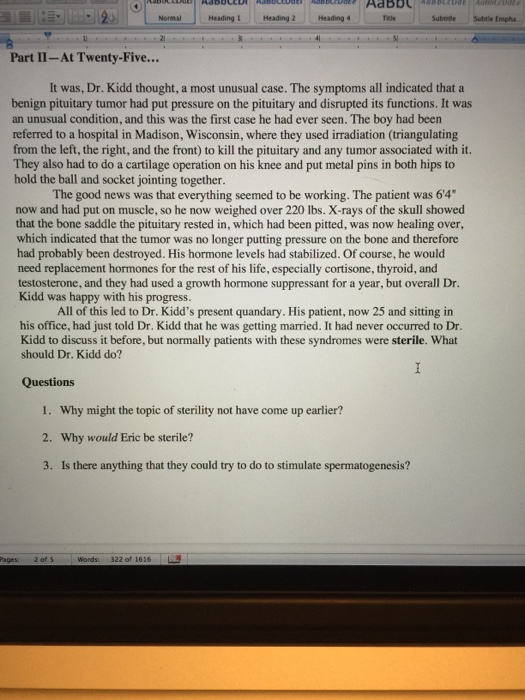 Solved Heading 2 Subtle Empha. Part II-At Twenty-Five... It | Chegg.com