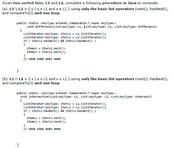 Solved Given Two Sorted Lists, L1 And L2, Complete A | Chegg.com