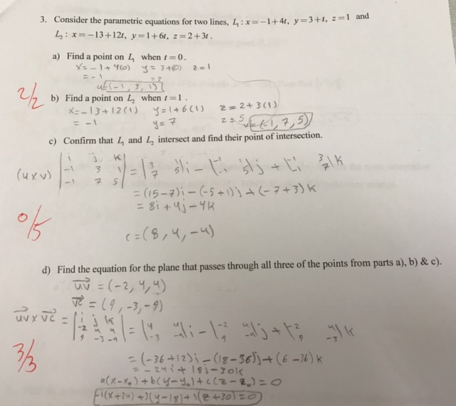 Solved Consider The Parametric Equations For Two Lines L1 