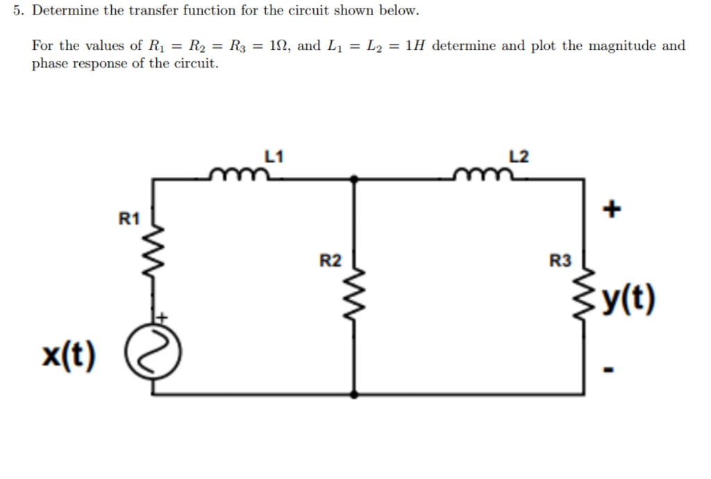 Solved 5. Determine The Transfer Function For The Circuit | Chegg.com