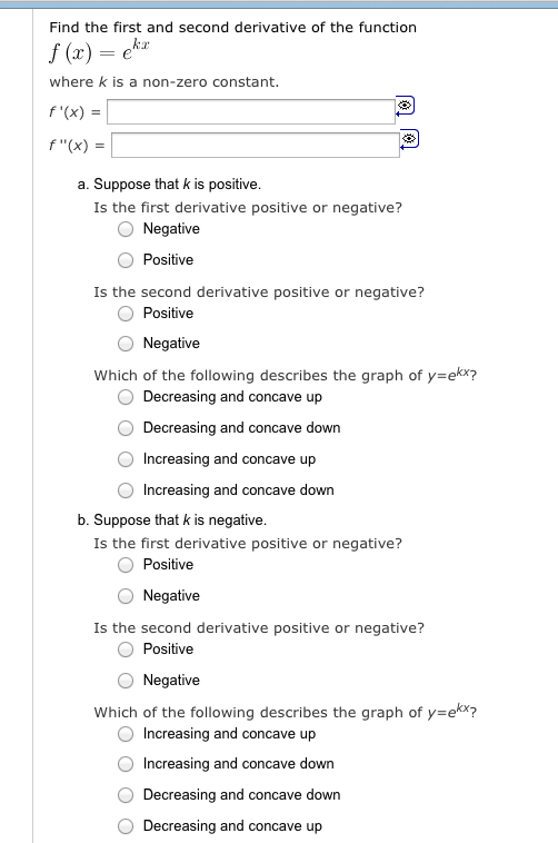 Solved Find the first and second derivative of the function | Chegg.com