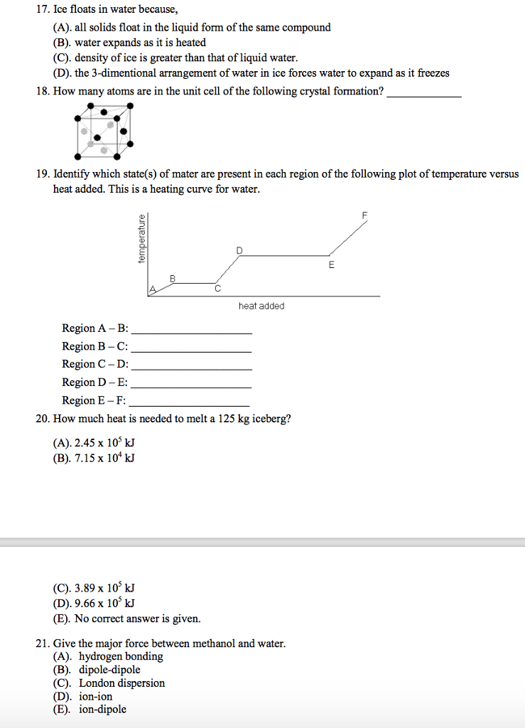 Solved Ice floats in water because, all solids float in the