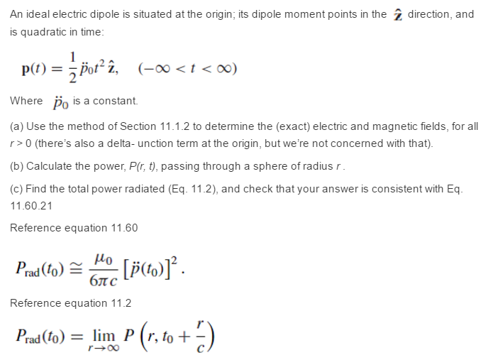 solved-an-ideal-electric-dipole-is-situated-at-the-origin-chegg