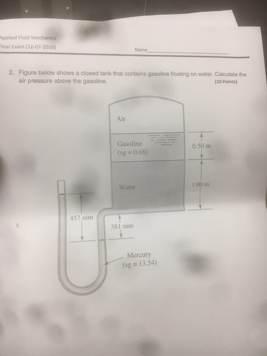 Solved Figure below shows a closed tank that contains
