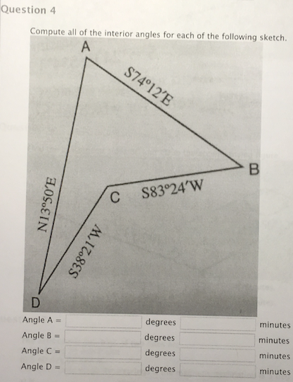 Solved Compute all of the interior angles for each of the | Chegg.com