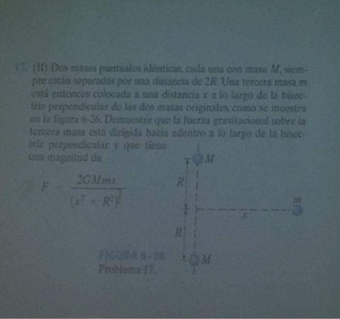 Solved Dos masas puntuales identicas. cada una con masa M, | Chegg.com