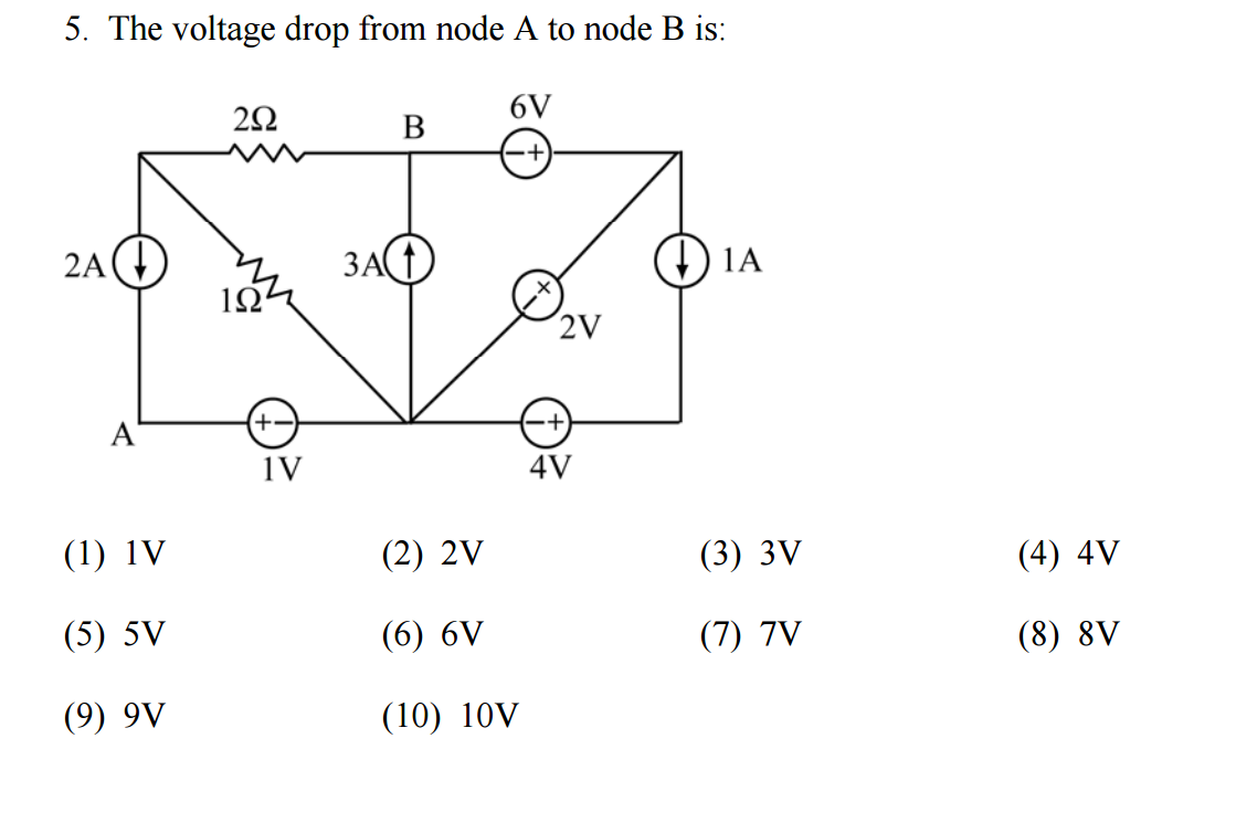 Solved The Voltage Drop From Node A To Node B Is: 1V 2V | Chegg.com