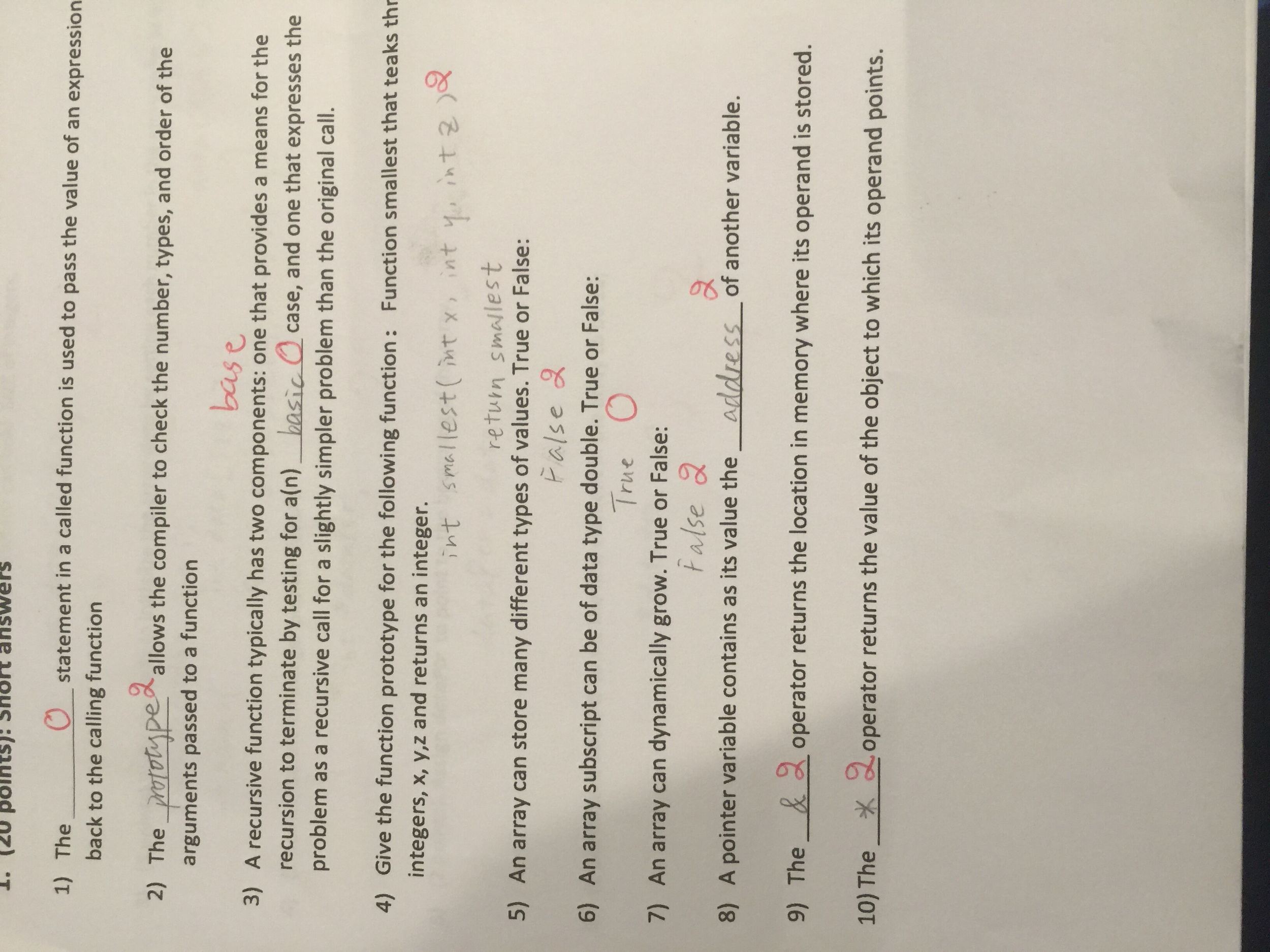 Solved The statement in a called function is used to pass | Chegg.com
