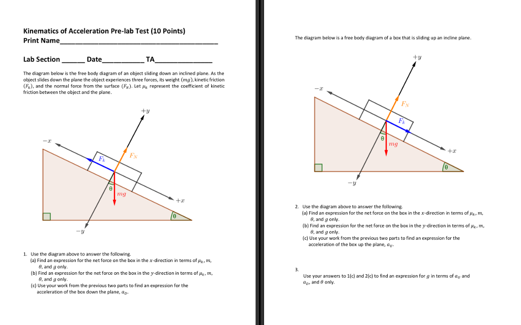 Solved Kinematics of Acceleration Prelab Test (10 Points)