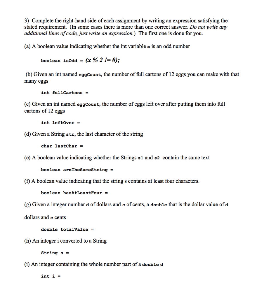 right hand side assignment