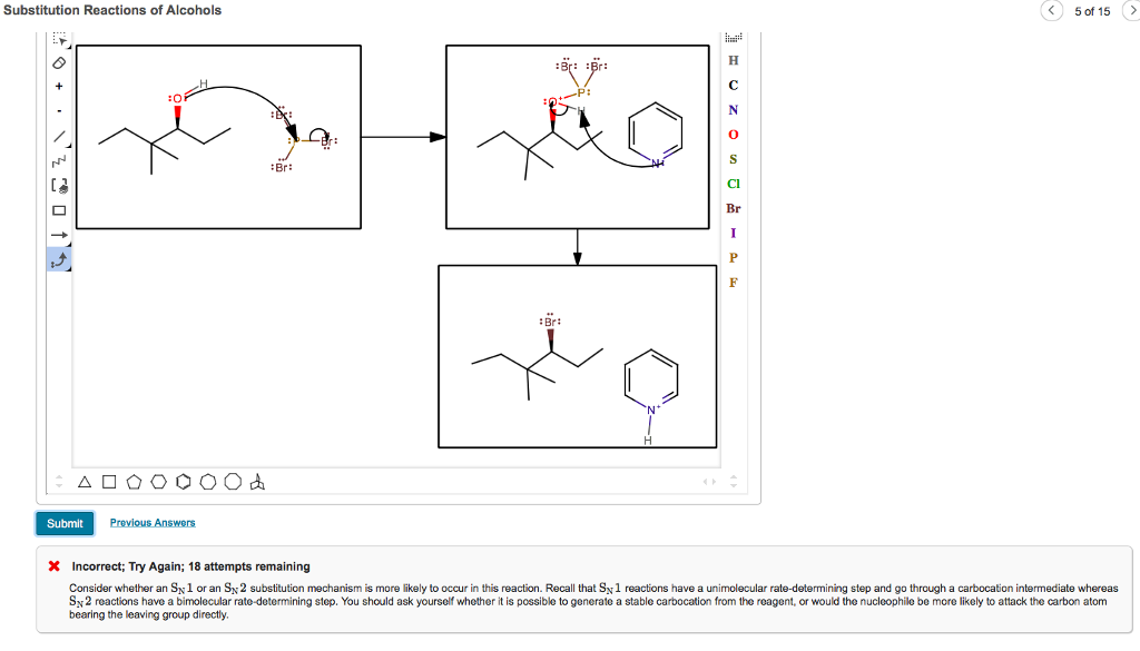 Solved Substitution Reactions of Alcohols 5 of 15> :O Br: Cl | Chegg.com