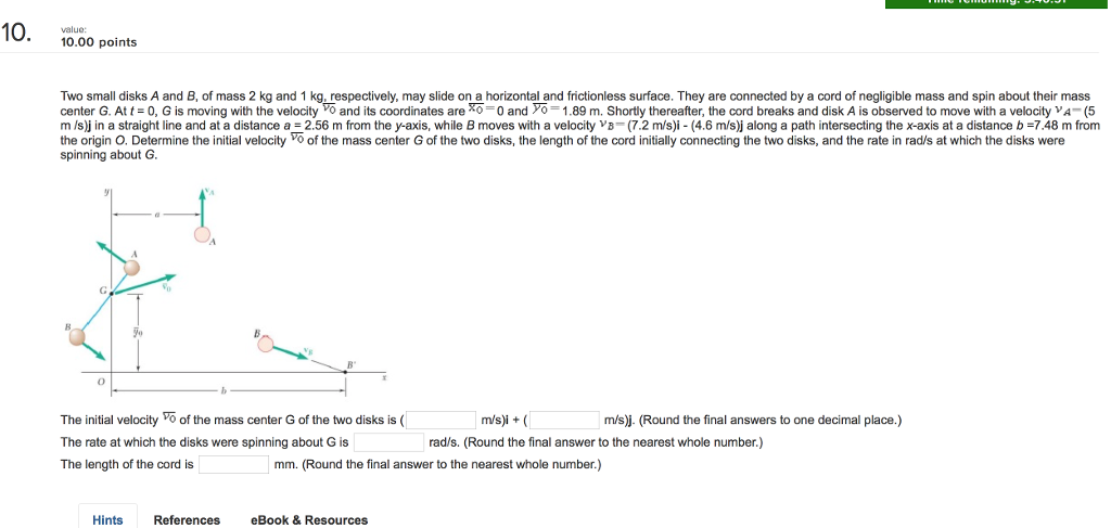 Solved Two small disks A and B, of mass 2 kg and 1 kg, | Chegg.com