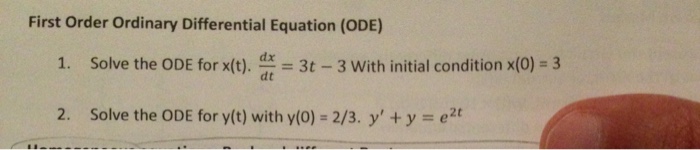 Solved Solve the ODE for x(t). dx/dt = 3t-3 With initial | Chegg.com