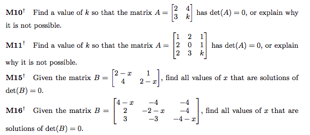 Solved Find a value of k so that the matrix A = [2 3 4 k] | Chegg.com