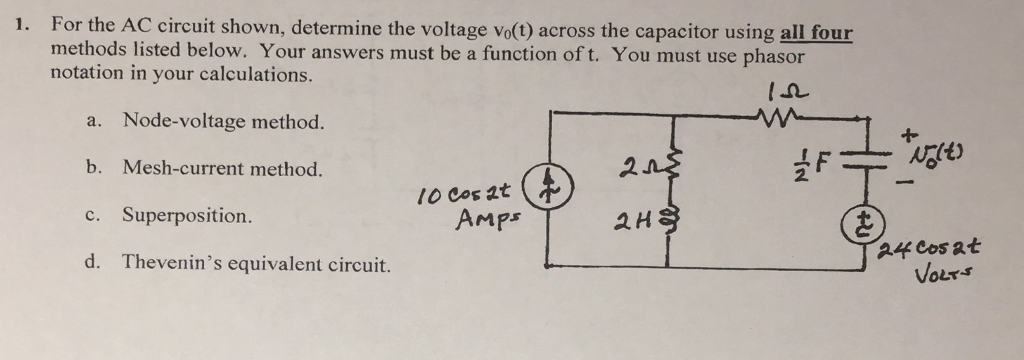 Solved For the AC circuit shown, determine the voltage | Chegg.com