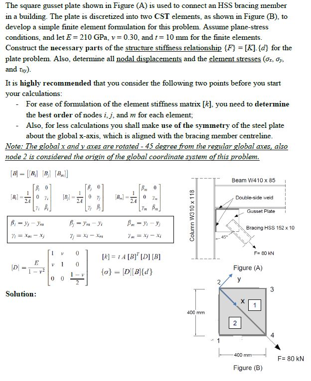 Solved The square gusset plate shown in Figure (A) is used | Chegg.com