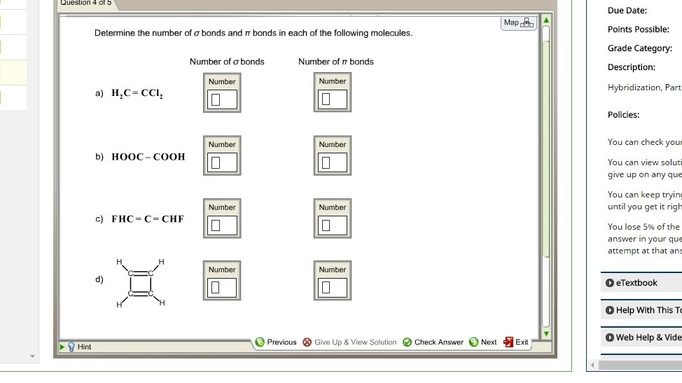 Solved Question 4 Of 5 Map Determine The Number Of O Bonds | Chegg.com