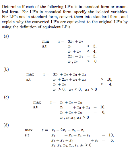 lp in canonical form