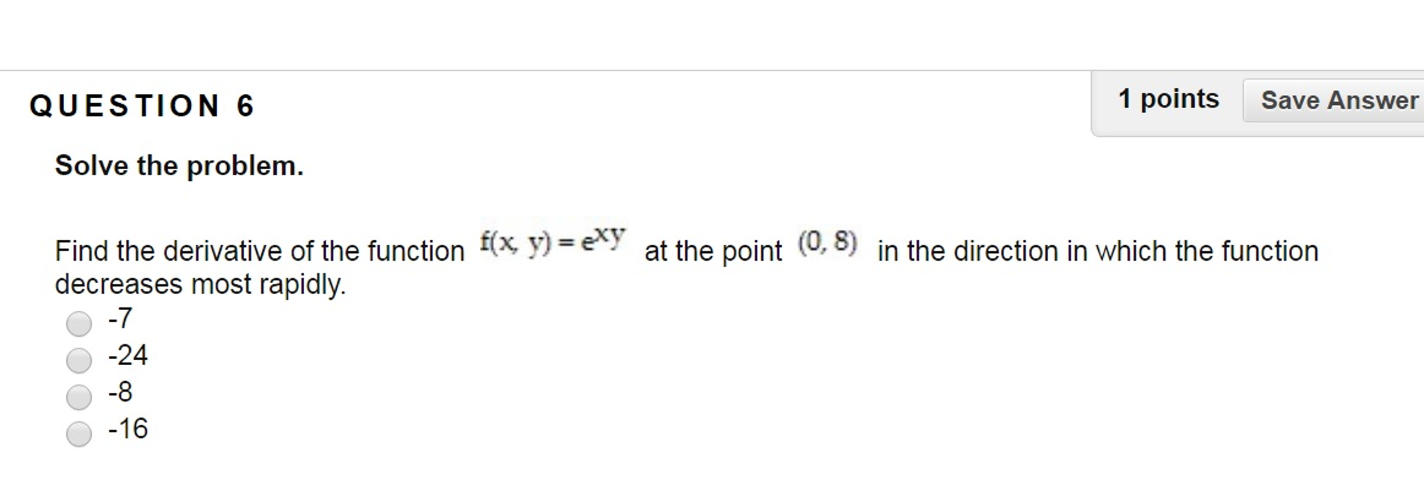 Solved QUESTION 6 1 points Save Answer Solve the problem. | Chegg.com