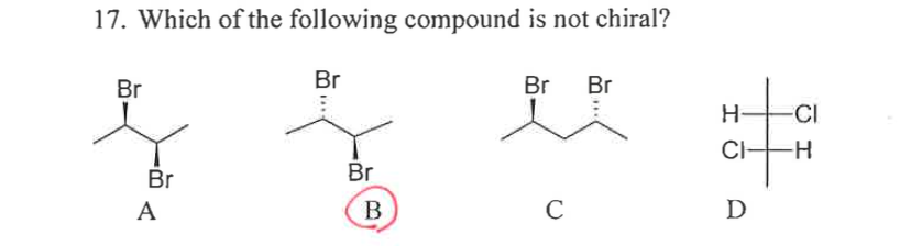 Solved Which of the following compound is not chiral? | Chegg.com