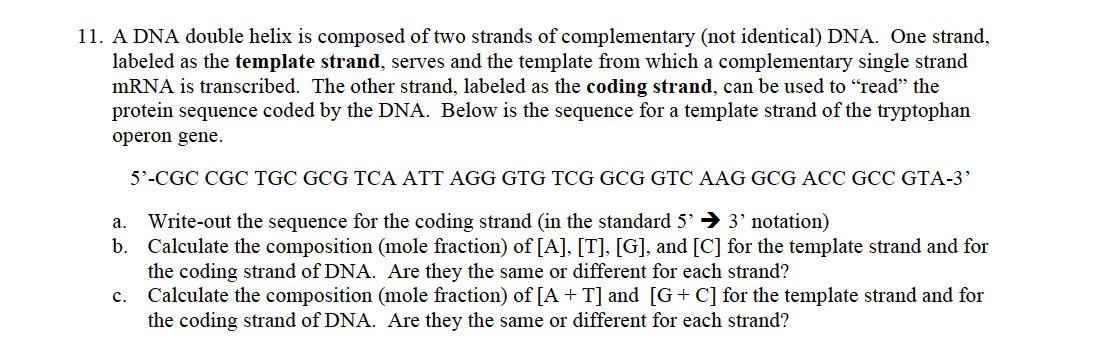 Solved A DNA double helix is composed of two strands of | Chegg.com
