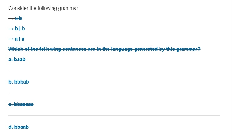 Consider The Following Grammar: -ab Which Of The | Chegg.com