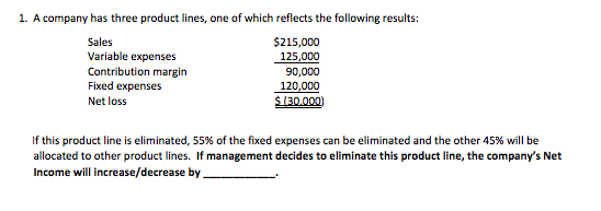 Solved A company has three product lines, one of which | Chegg.com