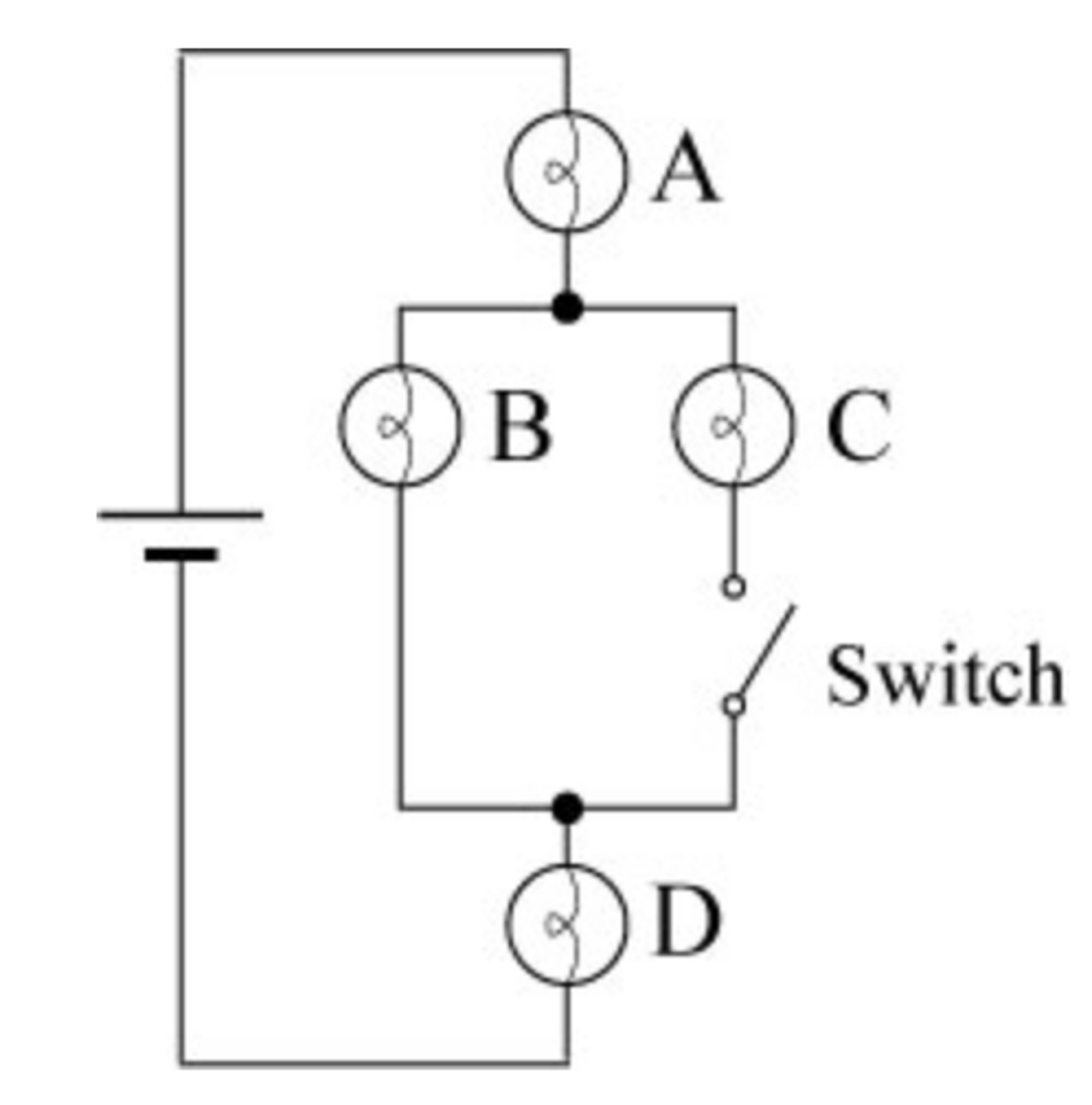 Solved 1. Initially, the switch is open. Rank the bulbs | Chegg.com