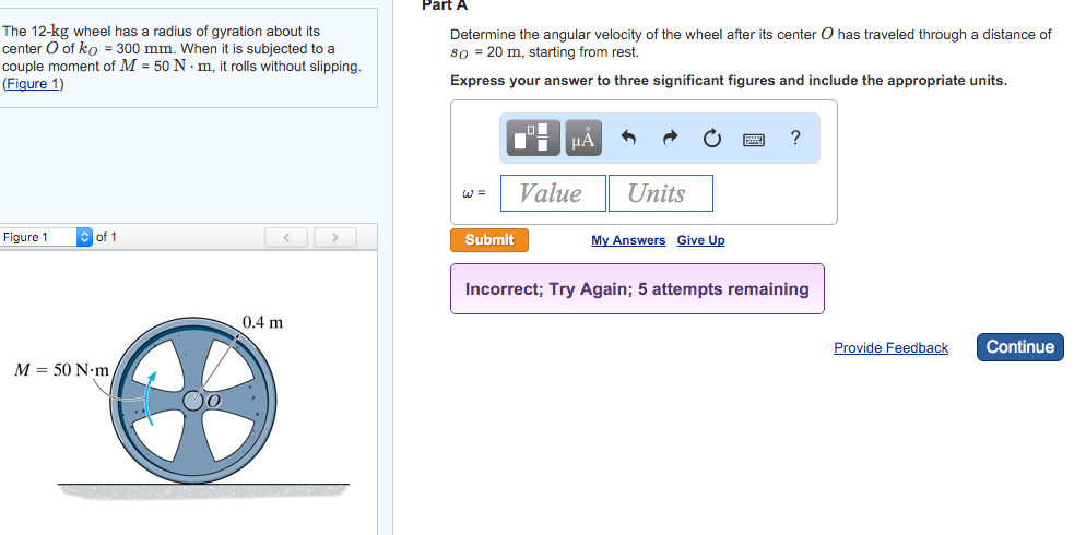 Solved The 12-kg wheel has a radius of gyration about its | Chegg.com