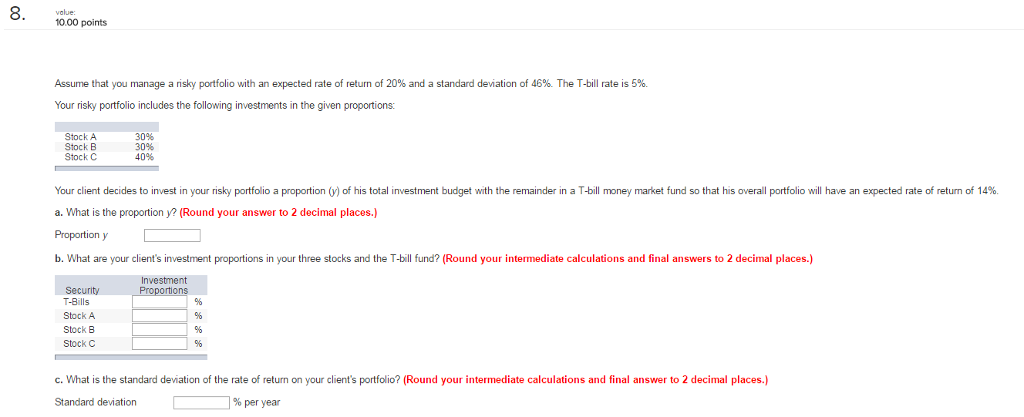 Solved Assume that you manage a risky portfolio with an | Chegg.com