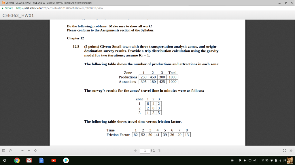 Solved Chrome-CEE363 HWOT -CEE-363-501-2018SP Hwy&Traftic 을 | Chegg.com