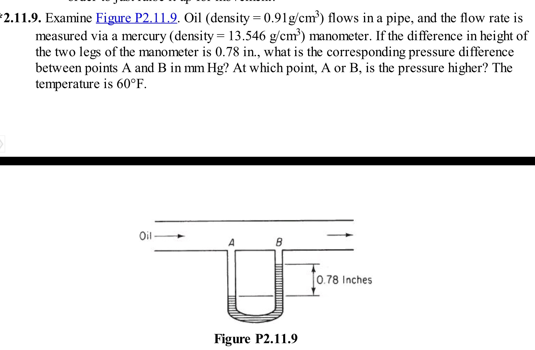 Solved 2.11.9. Examine Figure P2.11.9. Oil (density = 0.91