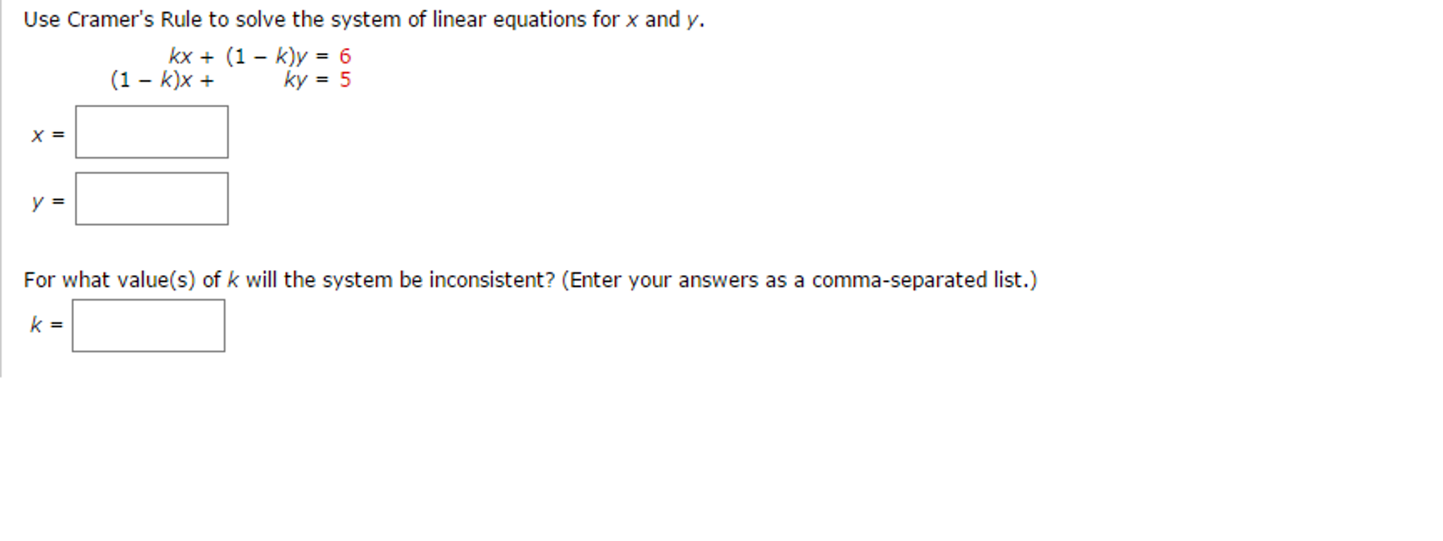 Solved Use Cramer's Rule to solve the system of linear