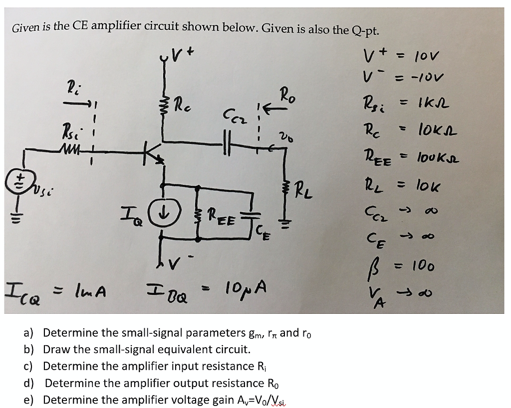 Solved Given is the CE amplifier circuit shown below. Given