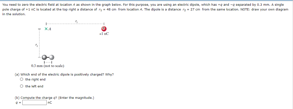 Solved You need to zero the electric field at location A as | Chegg.com