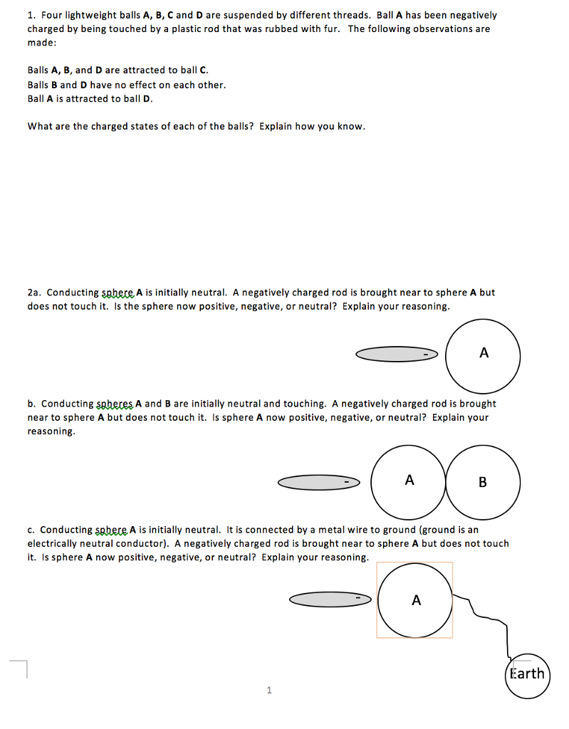 Solved 1. Four Lightweight Balls A, B, C And D Are Suspended | Chegg.com