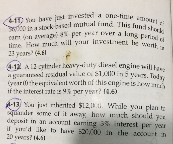 Solved You Have Just Invested A One-time Amount Of $6,000 In | Chegg.com