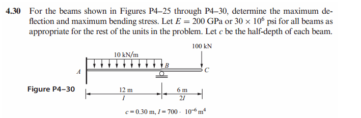 Solved For the beams shown in Figures P4-25 through P4-30, | Chegg.com