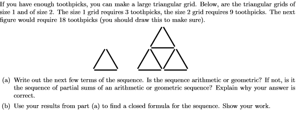 Solved If you have enough toothpicks, you can make a large | Chegg.com