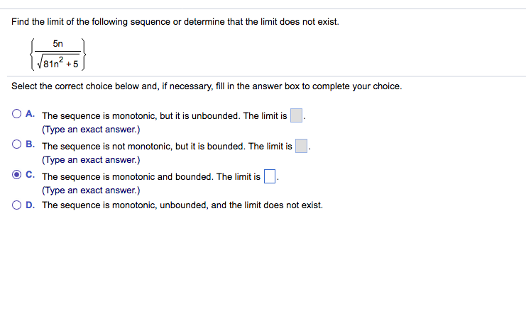 Solved Find the limit of the following sequence or determine | Chegg.com