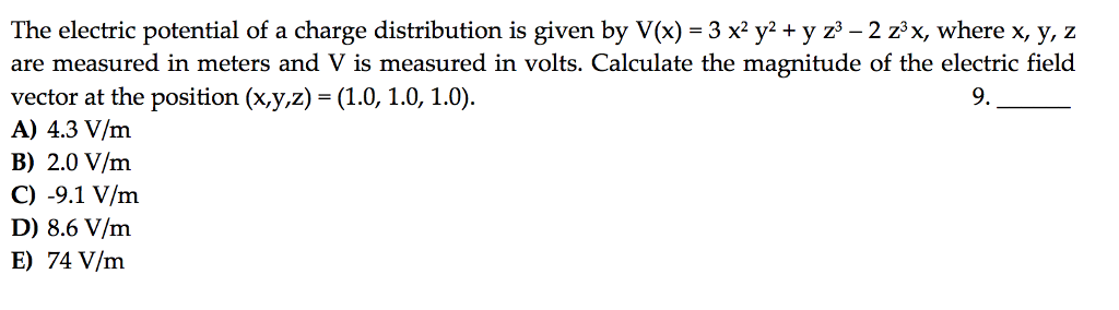 Solved The Electric Potential Of A Charge Distribution Is