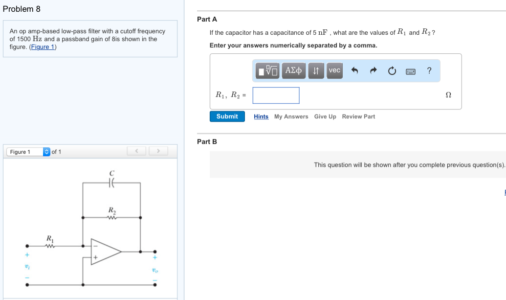 Solved An op amp-based low-pass filter with a cutoff | Chegg.com